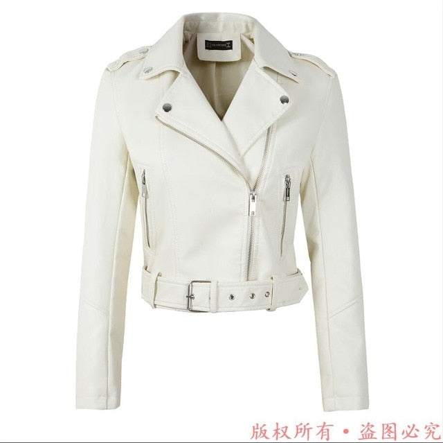 Backwoods Women's Biker Suede Leather Leather Jacket (White)