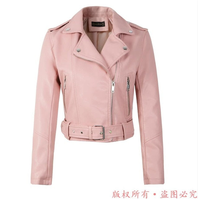 Backwoods Women's Biker Suede Leather Leather Jacket (Pink)