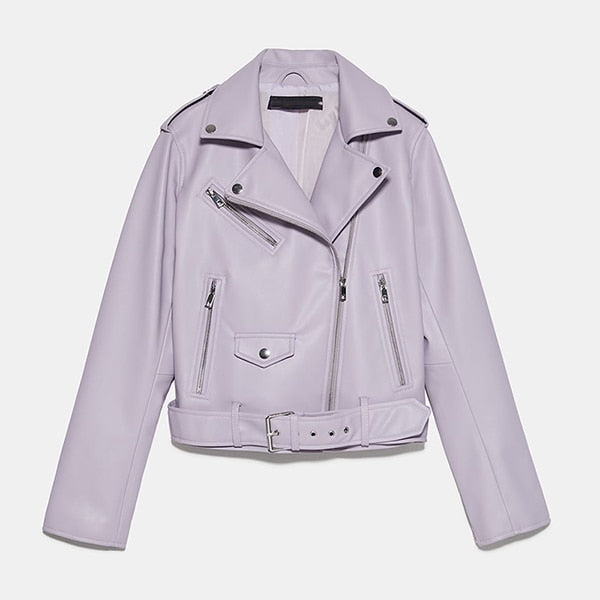 Backwoods Women Pastel Color Leather Leather Jacket (Ube)