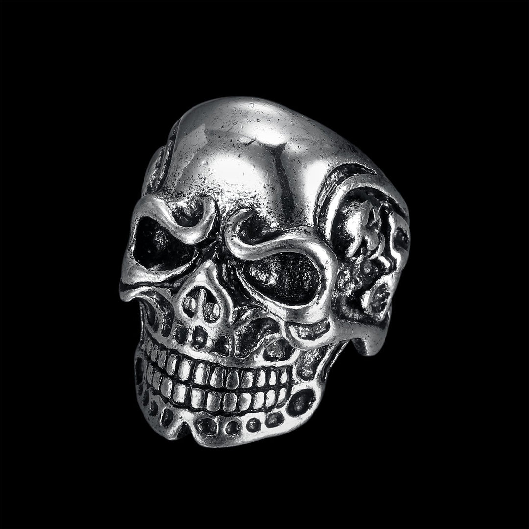 TRIPLE SKULL BIKER RING