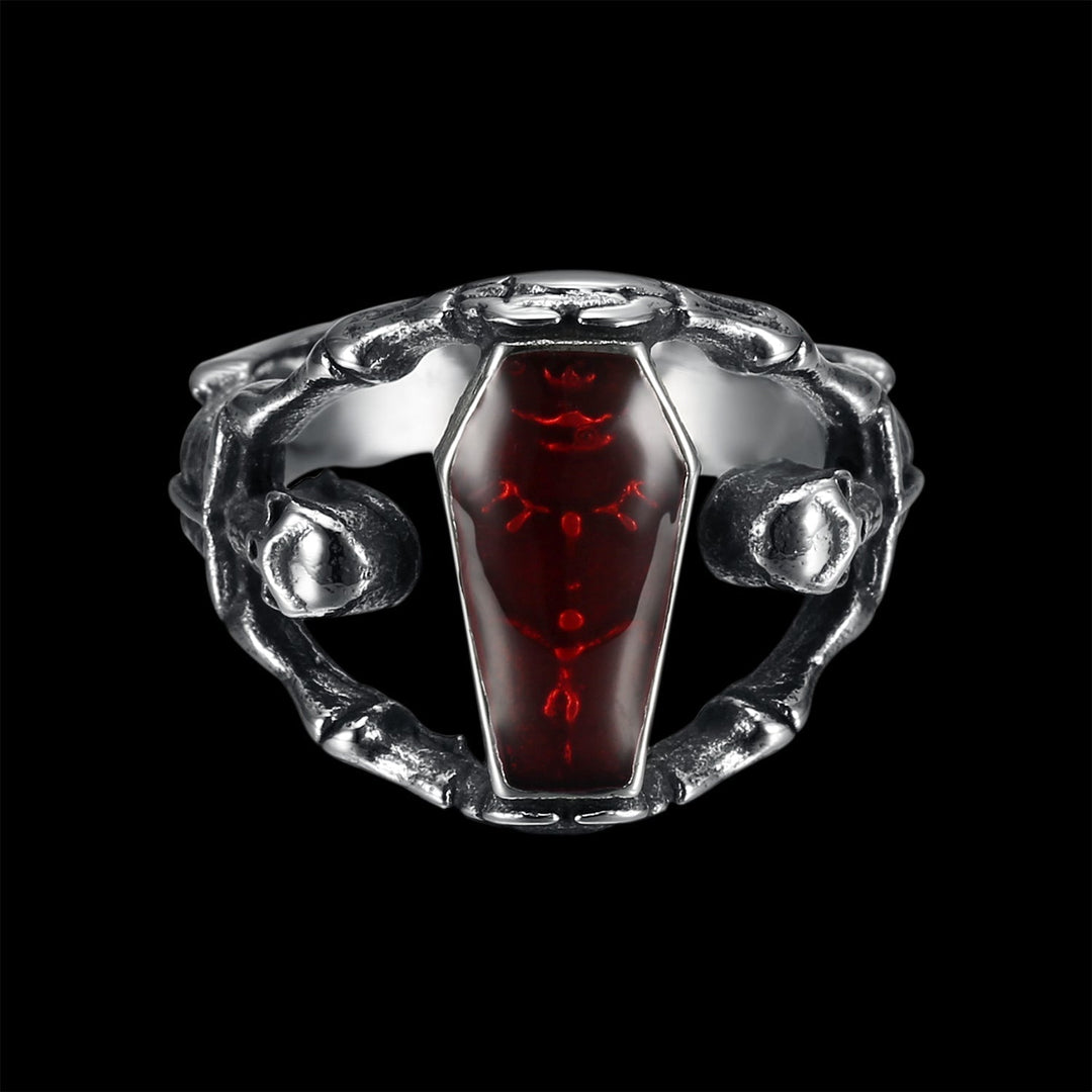 RUBY COFFIN SKULL RING