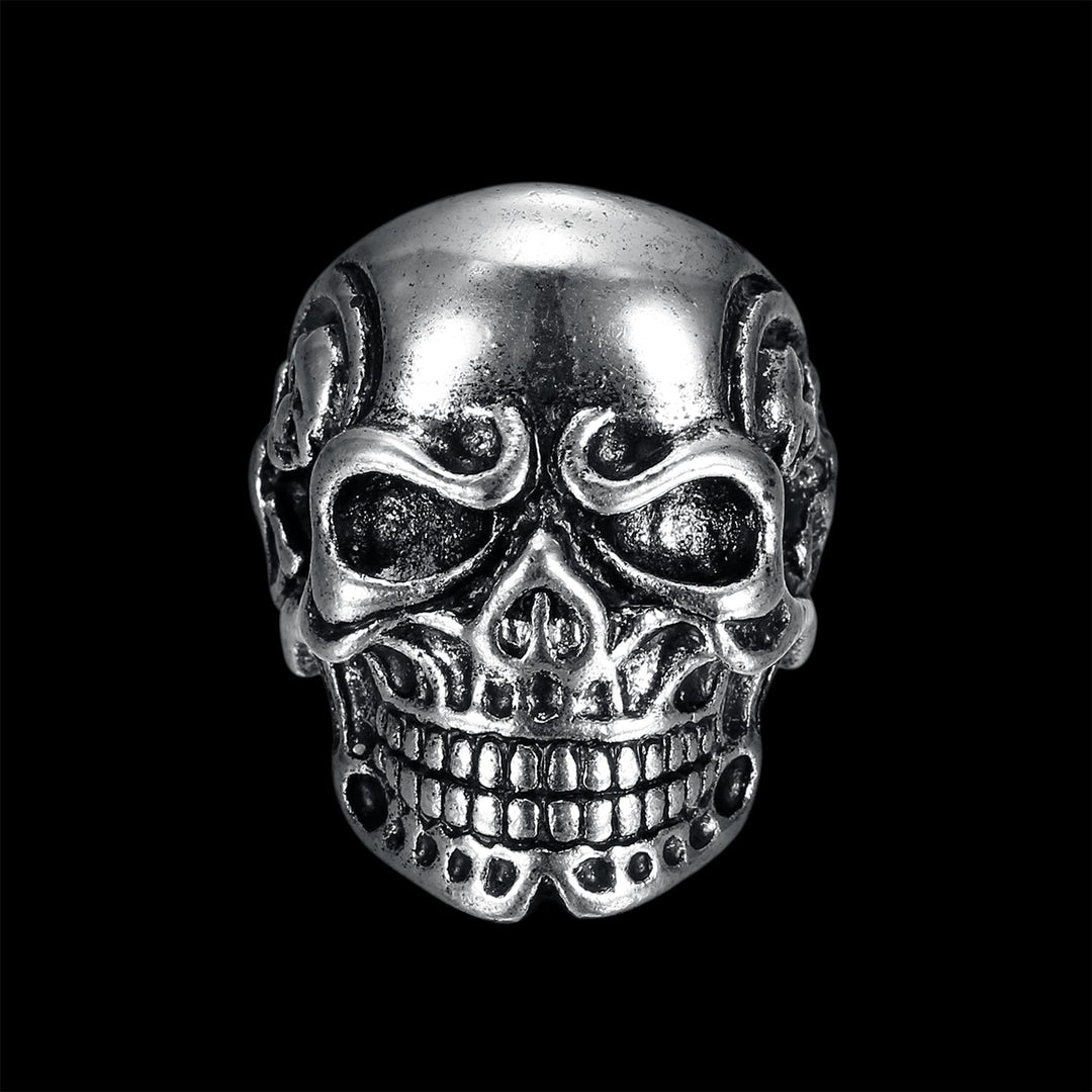 TRIPLE SKULL BIKER RING