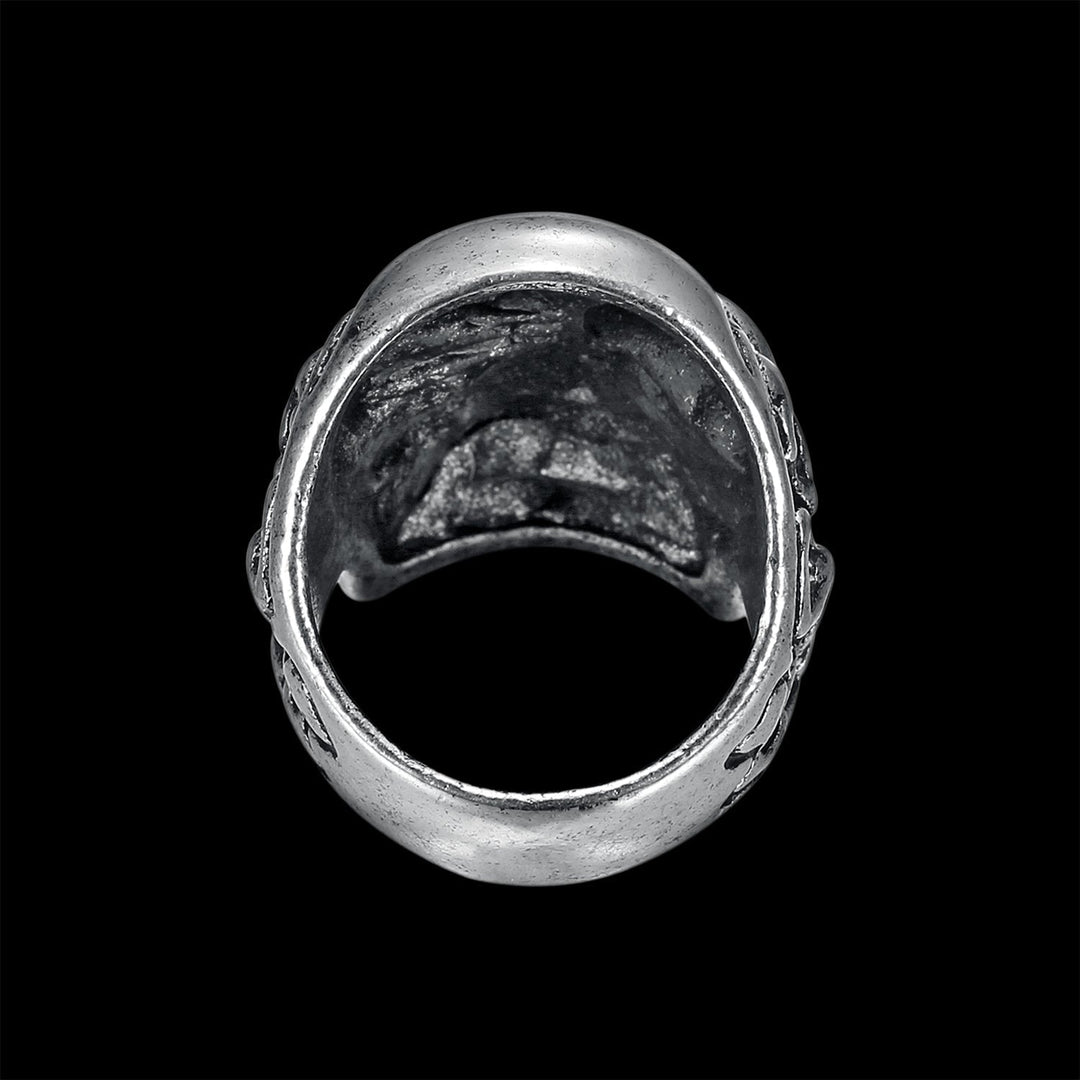 TRIPLE SKULL BIKER RING