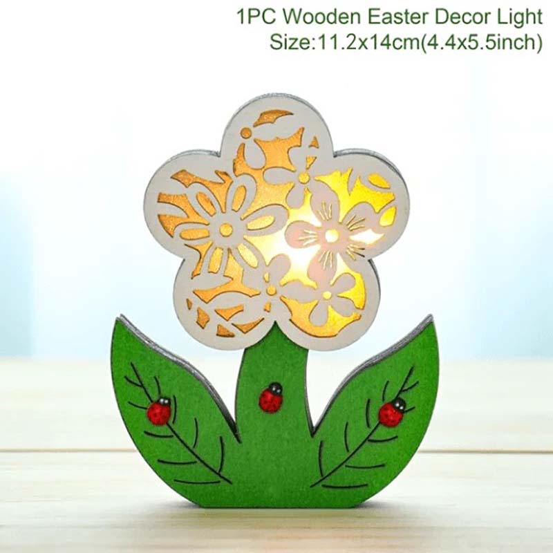 Wooden Easter Decor LED Light