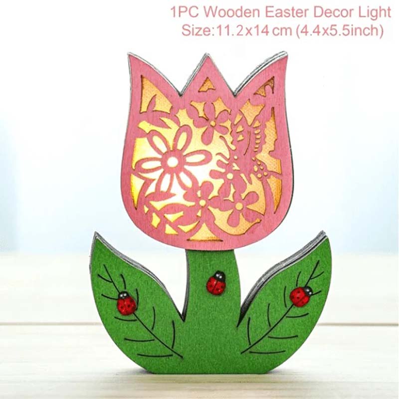 Wooden Easter Decor LED Light