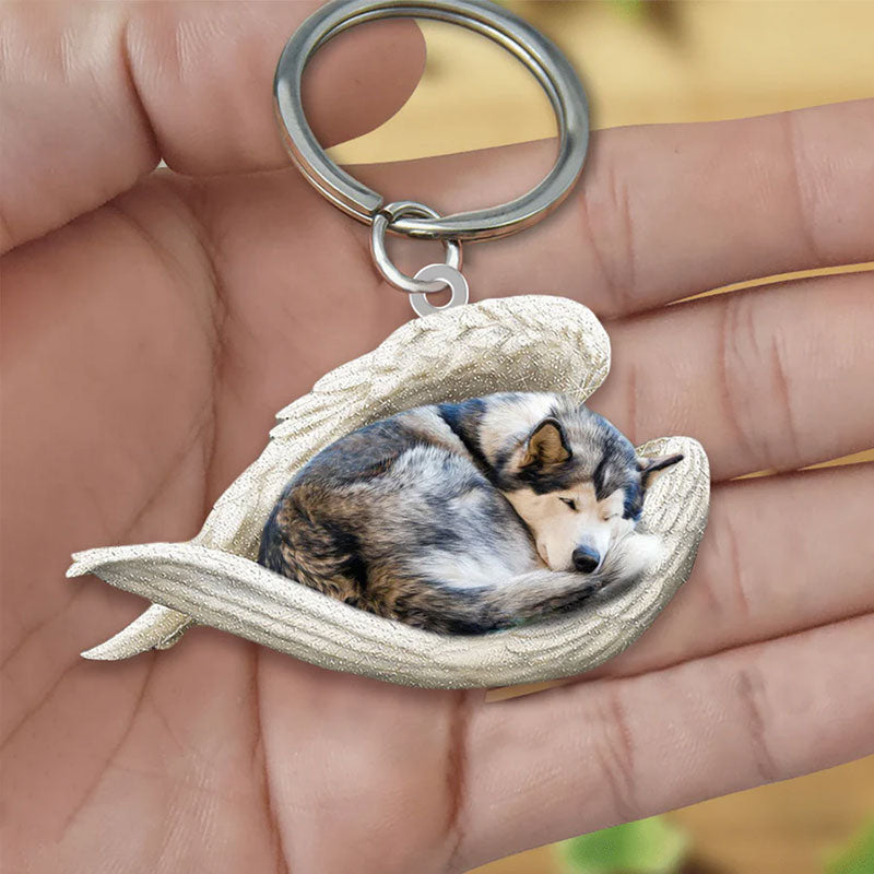 Sleeping Angel Acrylic Keychain Alaskan Malamute