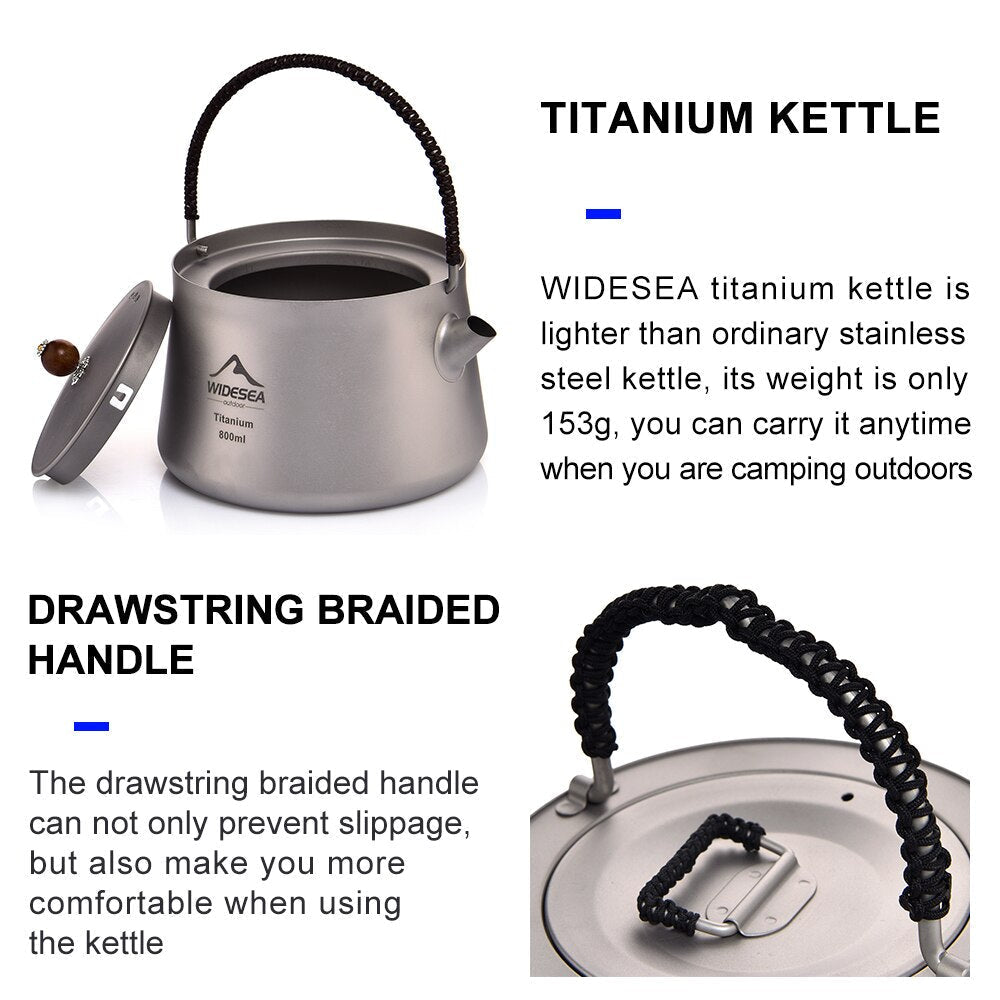 Camping 800ml/1.4 L Titanium Kettle