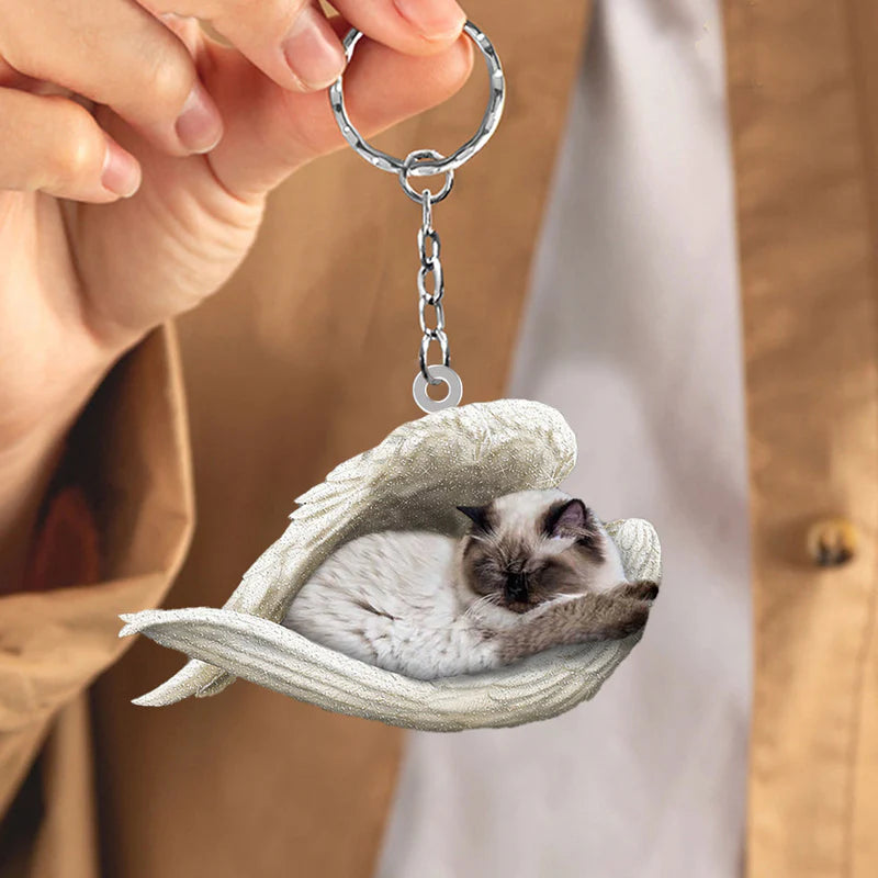 Sleeping Angel Acrylic Keychain Himalayan Cat