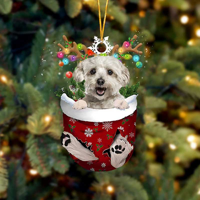 Havanese White In Snow Pocket Christmas Ornament SP028