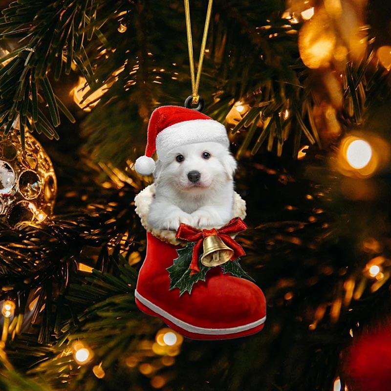 Great Pyrenees In Santa Boot Christmas Hanging Ornament SB057