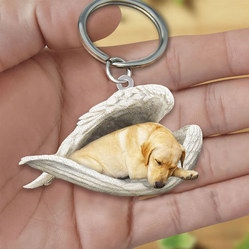 Sleeping Angel Acrylic Keychain Yellow Labrador