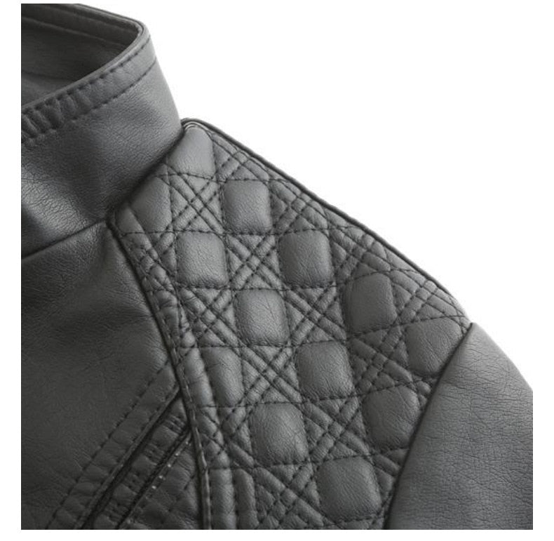 Backwoods Women High-Collar Leather Leather Jacket (Gray)