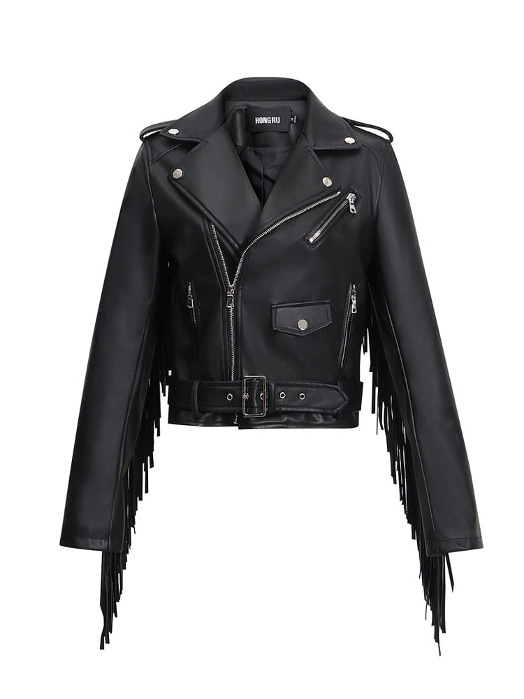 Backwood Women Tasseled Leather Leather Jacket