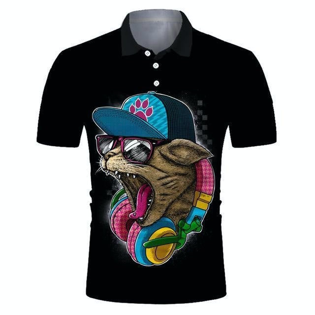 Golf Paradise Cooltech Digital Art Loud Shirt (Crazy Cat)