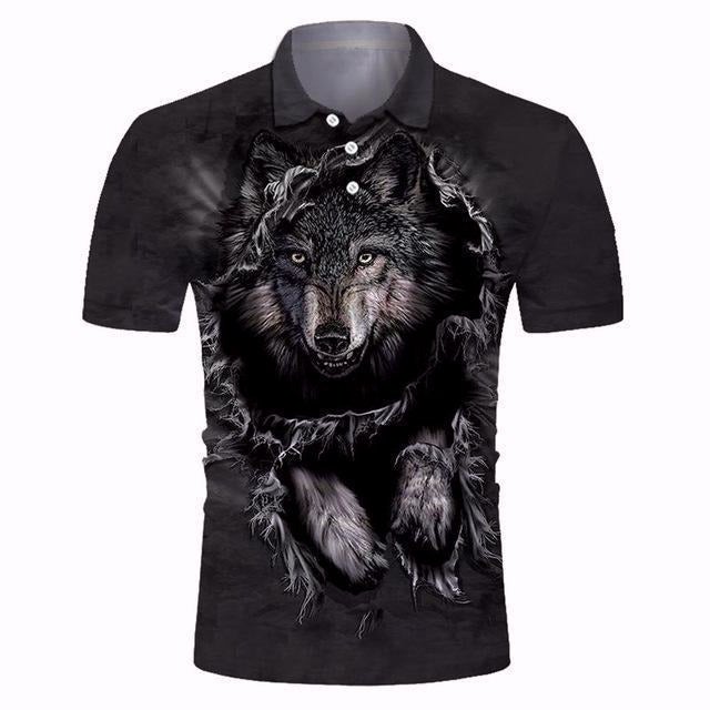 Golf Paradise Cooltech Digital Art Loud Shirt (Pouncing Wolf)