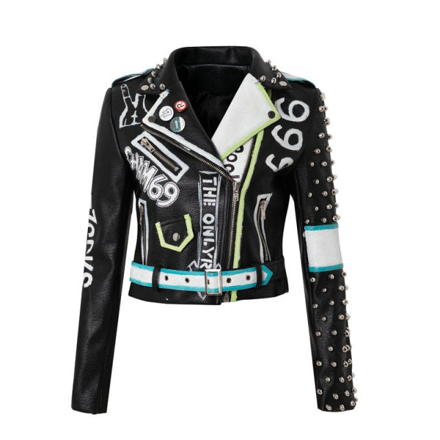 Backwood Women Punk Border Crossing Leather Leather Jacket