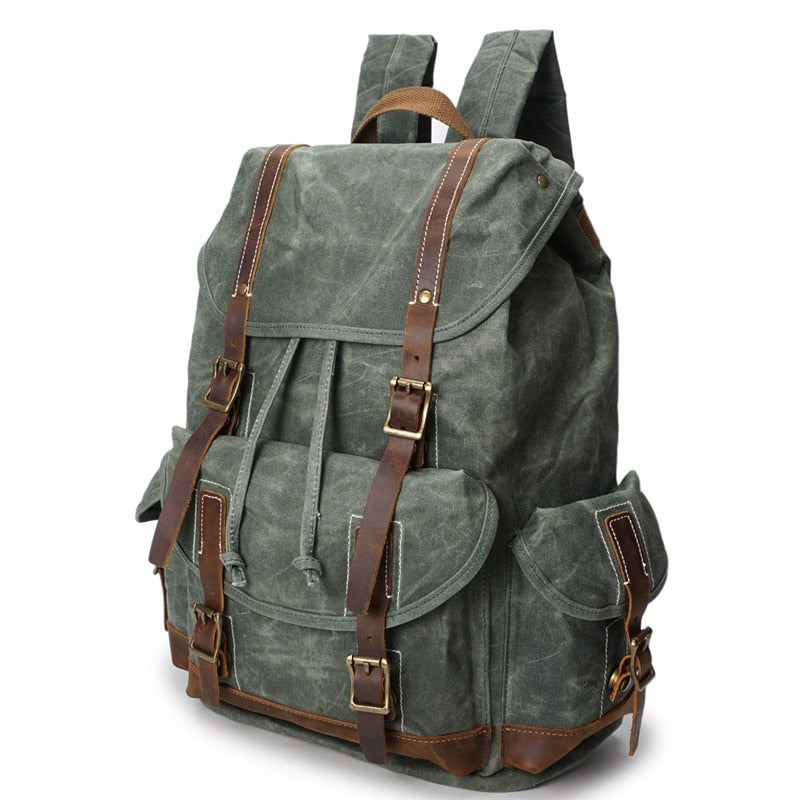 Vintage Leather Canvas Backpack