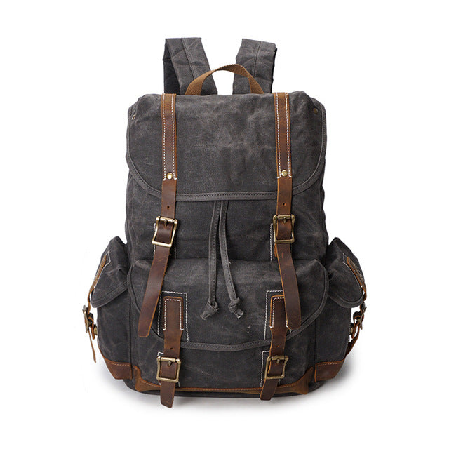 Vintage Leather Canvas Backpack