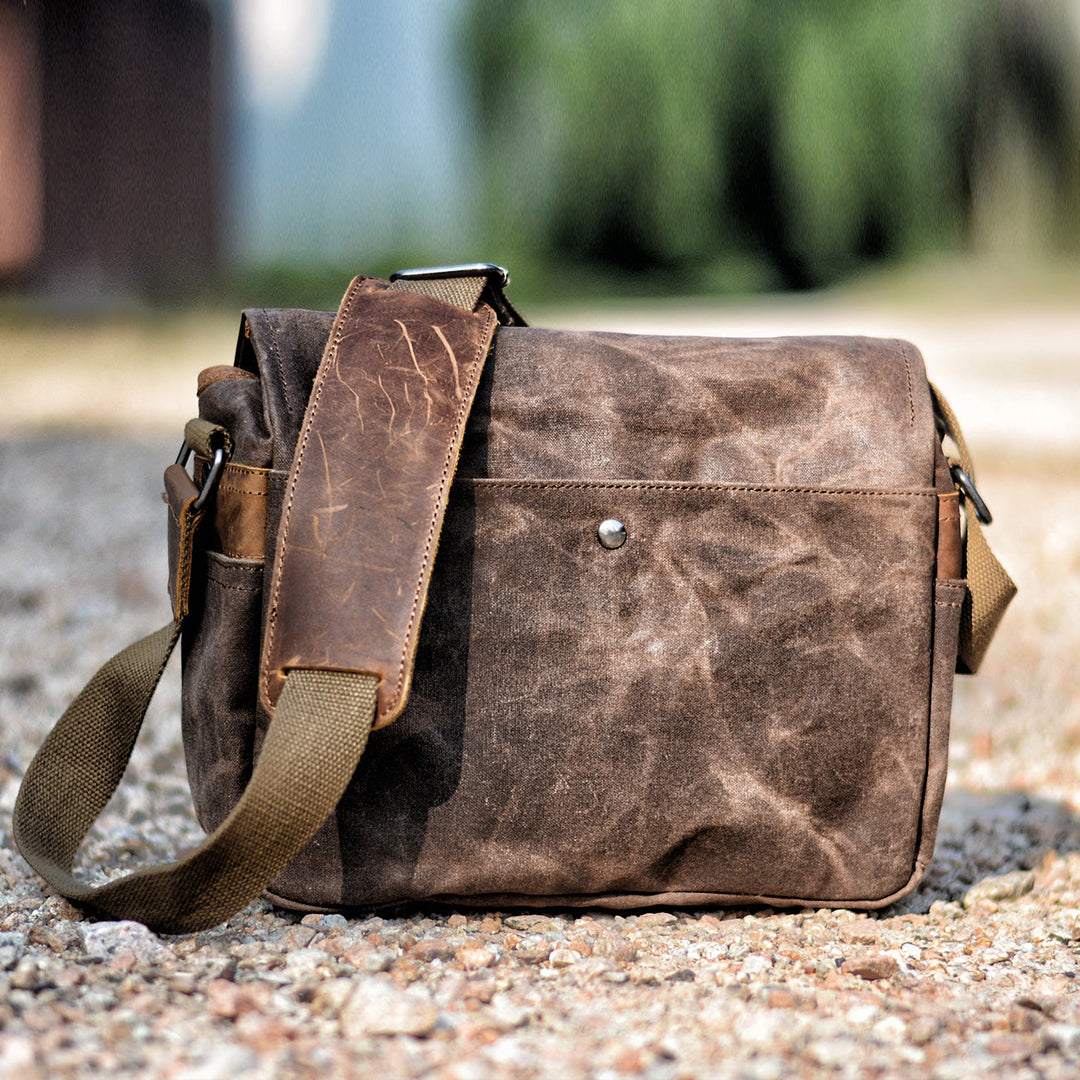 Vintage Oil Wax Canvas Leather Shoulder Bag